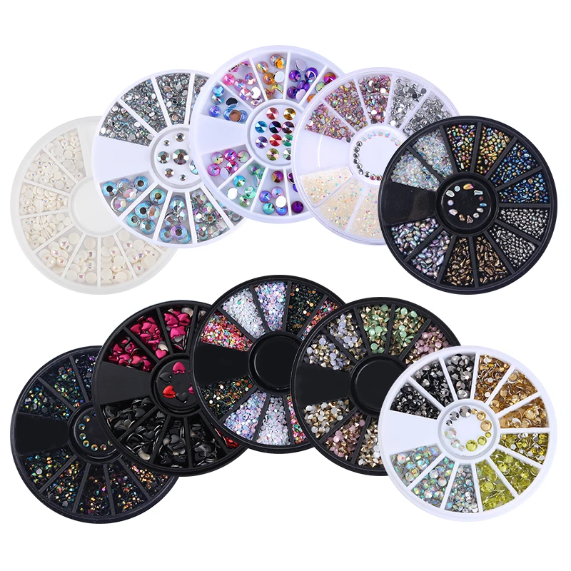 

1 Box Mixed Color Rhinestones 3D Nail Decoration Metal Studs Laser Rivet Beads Resin Jelly Gems UV Gel Nail Art Charms Manicure