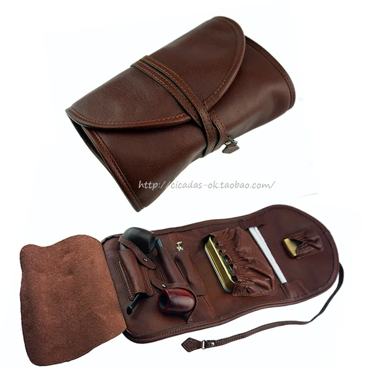 ZLOK Exclusive original Vintage genuine cowhide leather Pipe Pouches