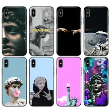 Carcasa de TPU negra para iphone 5 5s se 6 6s 7 8 plus x 10 caso funda de silicona para iphone XR XS 11 pro MAX Retro Vintage arte estatua