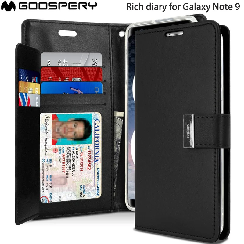 

Genuine Mercury Goospery Rich Diary Flip Case Wallet Style Cover for Samsung Galaxy Note 9