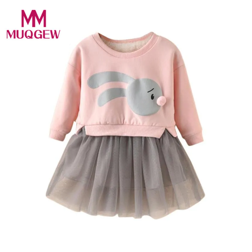 

Long Sleeve Ball Gown Toddler Kids Baby Girls Dresses Cartoon Printing Patchwork Party Princess Dress Clothes for 3-7 years Girl
