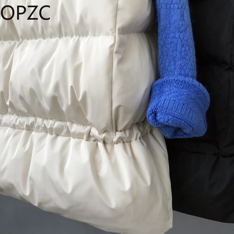Новый Opzc 2018 зима сплошной цвет с крышкой и веревкой Хлеб костюм женский хлопок
