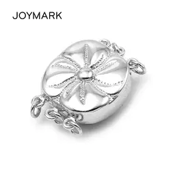 JOYMARK цветок лотоса Дизайн 925 пробы серебро 3 пряди Коробчатая застежка Разъем для DIY жемчужное Цепочки и ожерелья ювелирных изделий SC-BC255