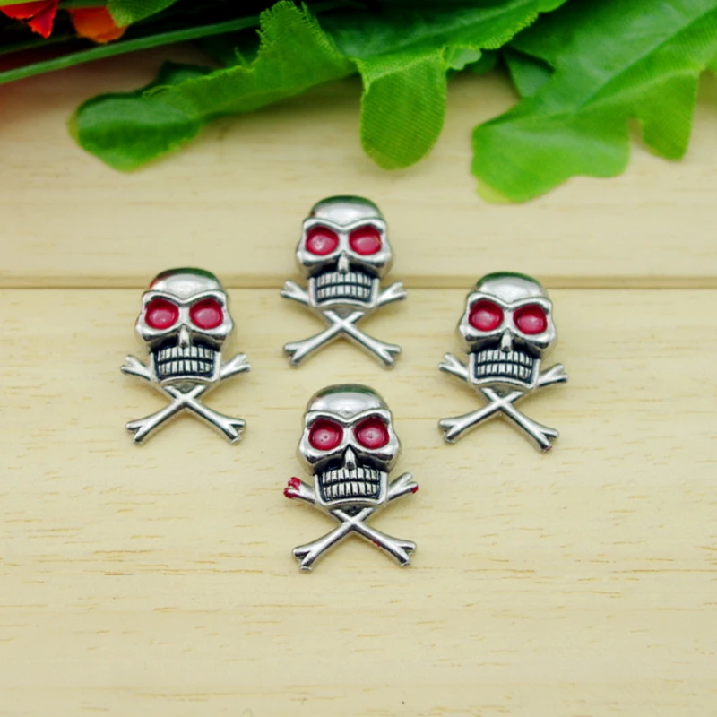 

10sets/lot 1.5*2.5cm Silver Metal Skull Garment Rivets with Red Eye Punk Strike On Studs DIY rivets for leather tachas para ropa