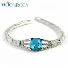 Moonrocy, модные синие кубические циркония Австрийские хрустальные браслеты оптом ювелирные изделия для девочек для женщин браслет подарок