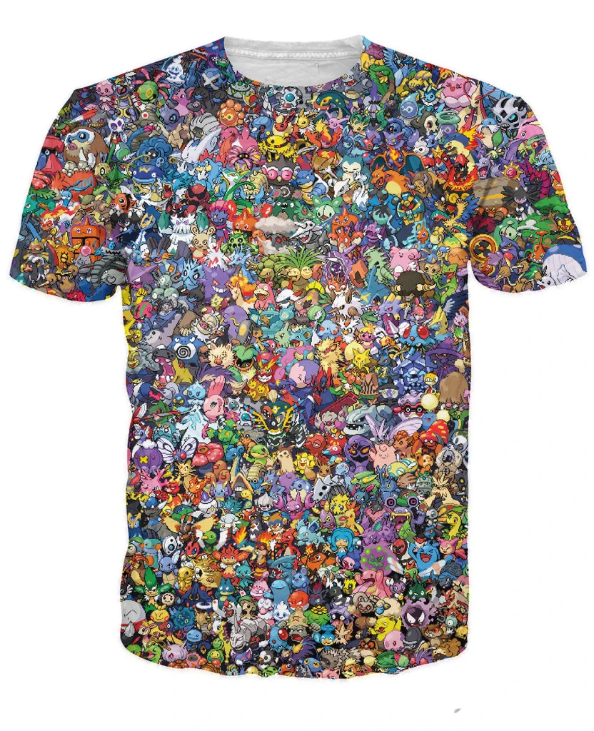 Women Men 3d tees Pokemon Collage T Shirt 721 documented types of