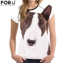 FORUDESIGNS/женская футболка для фитнеса, спортивная женская спортивная одежда с принтом Бультерьера, спортивная рубашка для йоги, Быстросохнущий Спортивный костюм для женщин