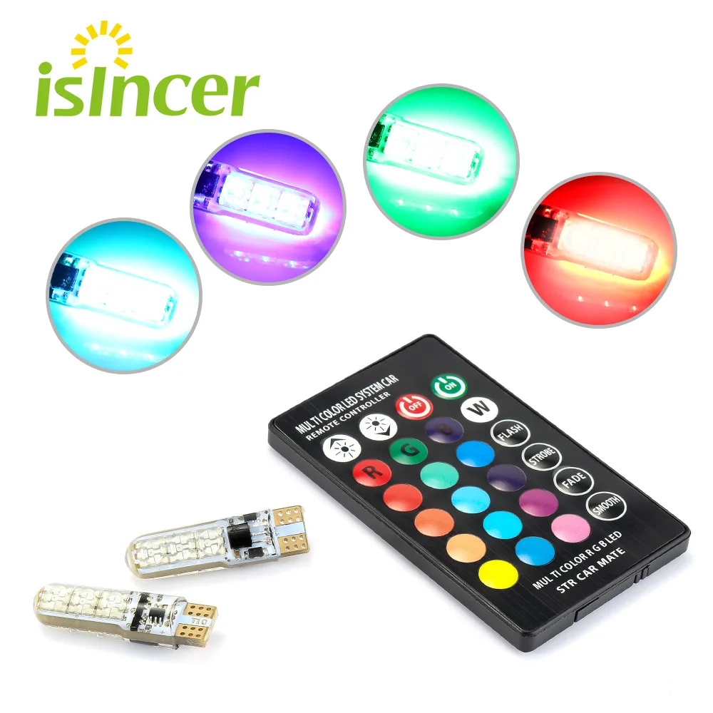 50 комплектов автомобильные светодиодсветильник лампы t10 rgb цветные дневные