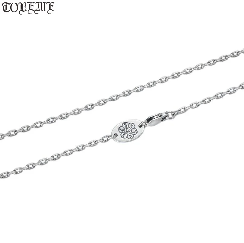 

100% 925 Silver 2mm Tibetan Six Words Necklace 925 Sterling Pendant Necklace Buddhist OM Mantra Necklace for Pendants