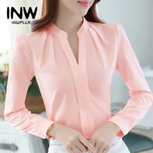 Женские топы и блузки Femme 2019 осенние офисные рубашки женские с v