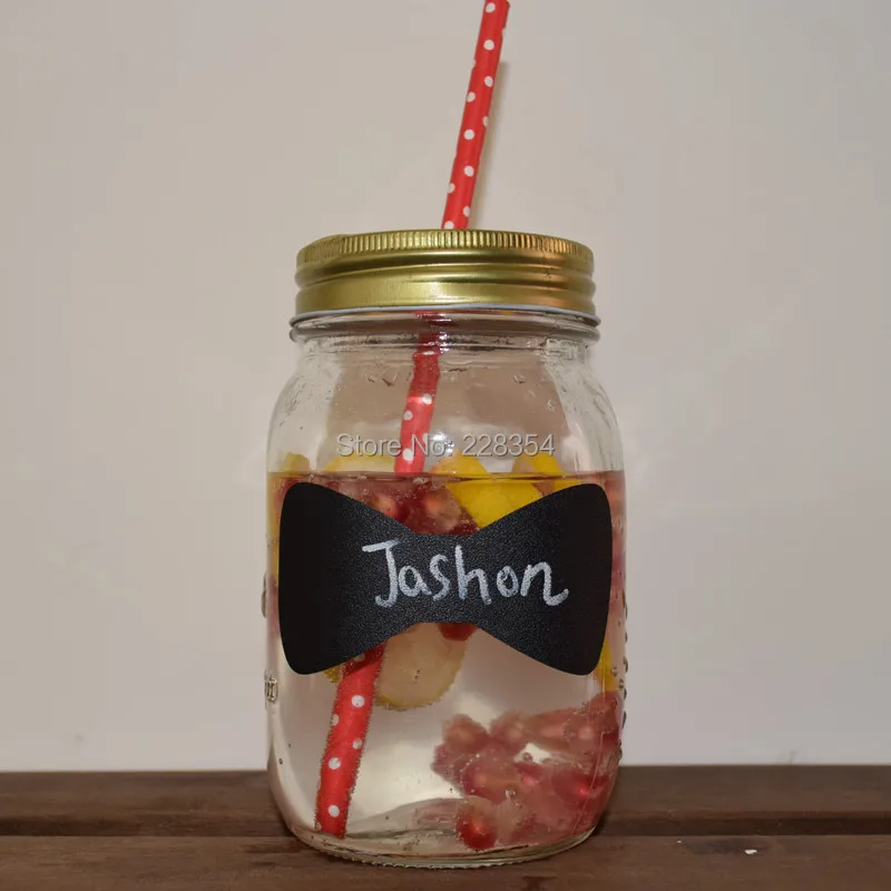 3" x 1.75" Bow Tie Wedding Chalkboard Mason Jar Drink Labels Little Man