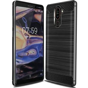 

50pcs/lot Shockproof Cover For Nokia 7 Plus Flexible Premium TPU Carbon Fiber Anti-Scratch Back Case For Nokia 7 Plus