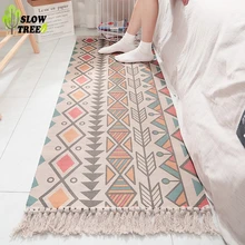 Slow Tree Rug Cotton Weaving Carpet Home Large Non-slip Decoratio Bedside Children's Rectangule Mat Nordic Style