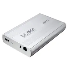3.5″ HDD Hard Drive External Enclosure USB 2.0 SATA Disk Box HDD Caddy Aluminium HDD Hard Disk Drive With Power Adapter Cable