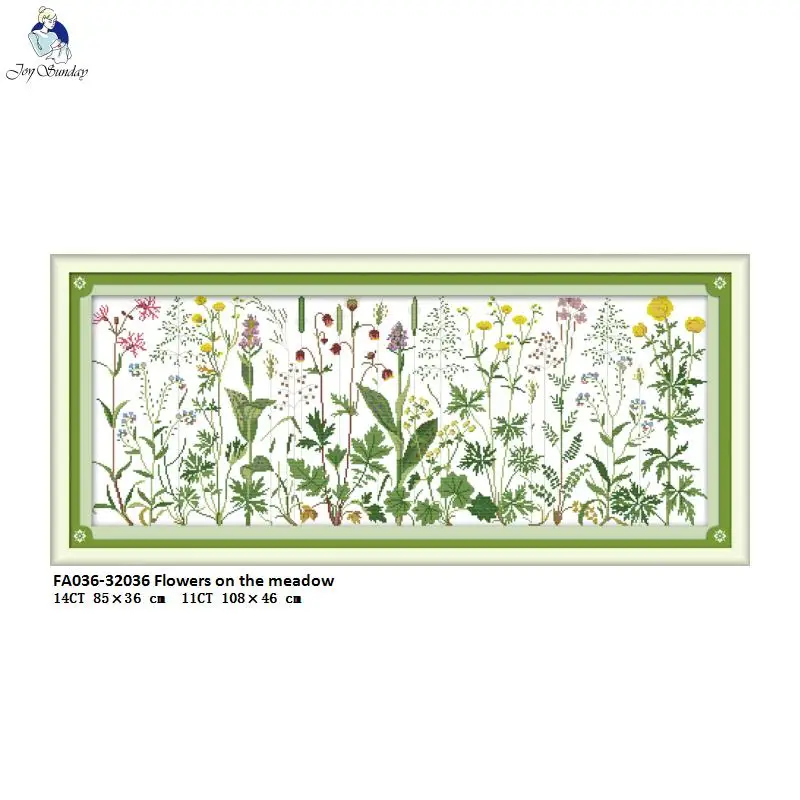 Europe Scenery Flowers on the Meadow Pattern Counted Cross Stitch kit DMC 14CT 11CT Printed on Canvas Needlework Embroidery Sets