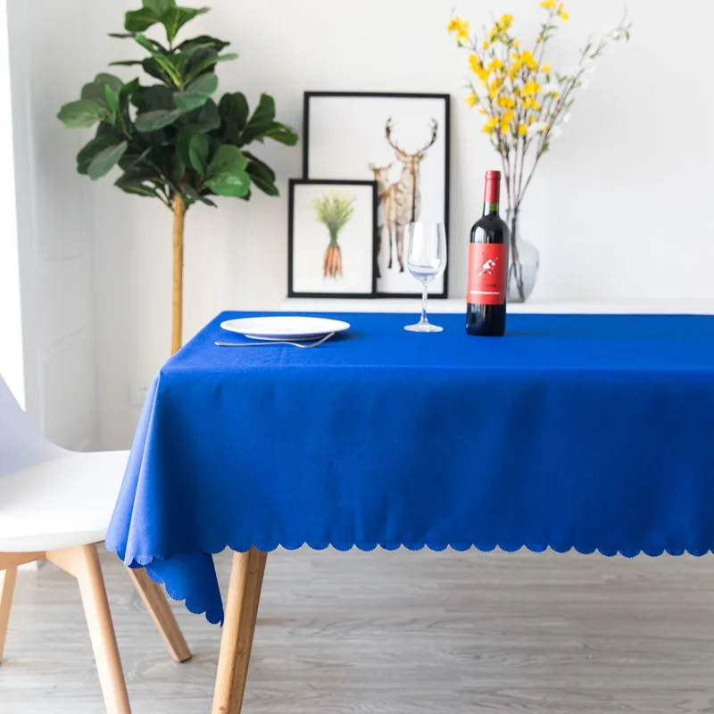 Сплошной цвет скатерти покрытие полиэстер современная скатерть для домашнего декора мебель для журнального столика пылезащитный чехол все размеры 16 цветов - Цвет: Синий