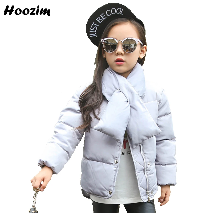 

Winter Jacket For Girls 6 year Fashion Kids Coat With Scarf Pretty Warm White Dark Down Jacket Children Hot Autumn Baby clothing