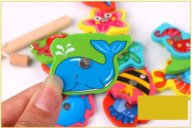 Wooden Toys Magnetic Fishing Game  Magnetic Wooden Fish Game Baby