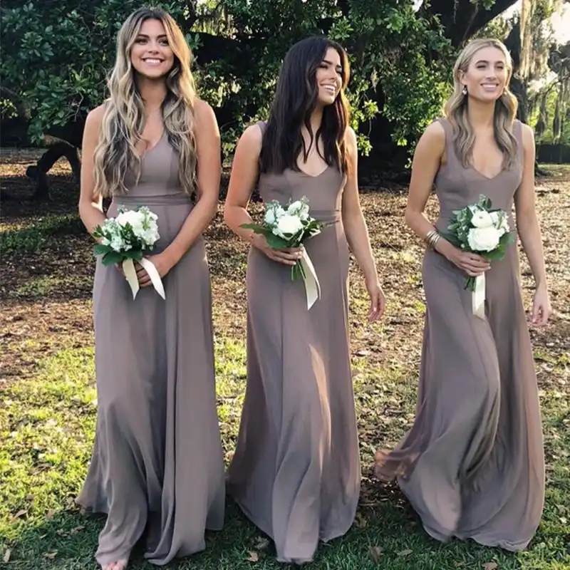 gray chiffon bridesmaid dress
