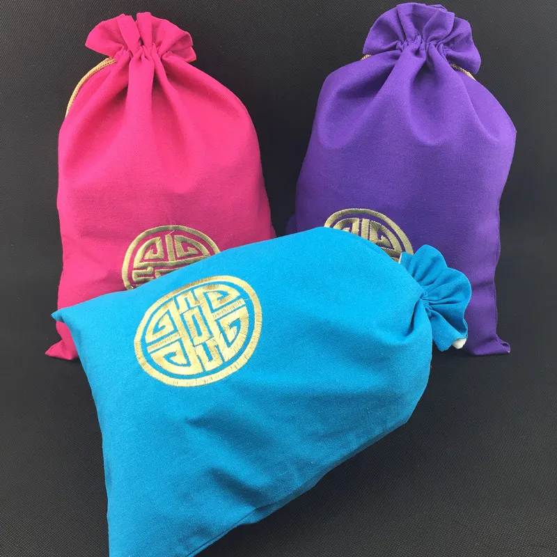 

Drawstring Portable Cotton Linen Travel Bag for Shoes Bra Underwear Bag Pouch Chinese style Embroidery Lucky Jewelry Makeup Bag