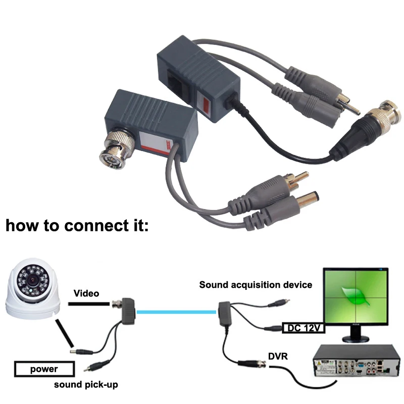 10 шт./5 пар CCTV аксессуары RJ45 BNC UTP Пассивный Мощность аудио-видео 3 в 1 Balun трансиверы для CCTV Системы