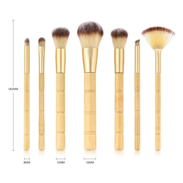 BBL 7pcs Bamboo Makeup Brushes Set Portable Face Powder Highlighter Blush Concealer Tapered Blending Eyeshadow Eyebrow Brush Kit 6