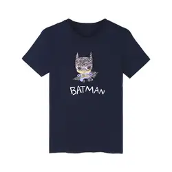 Белый Бэтмен принт футболка Для женщин Лето Плюс Размеры и забавный мультфильм футболка Для женщин в сером топы для девочек и футболки xxs