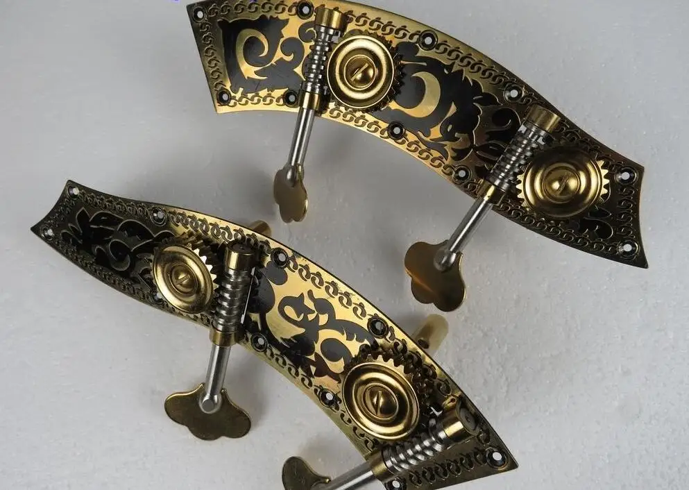 High Grade double bass black flower machine head pegs 4/4&3/4,unite