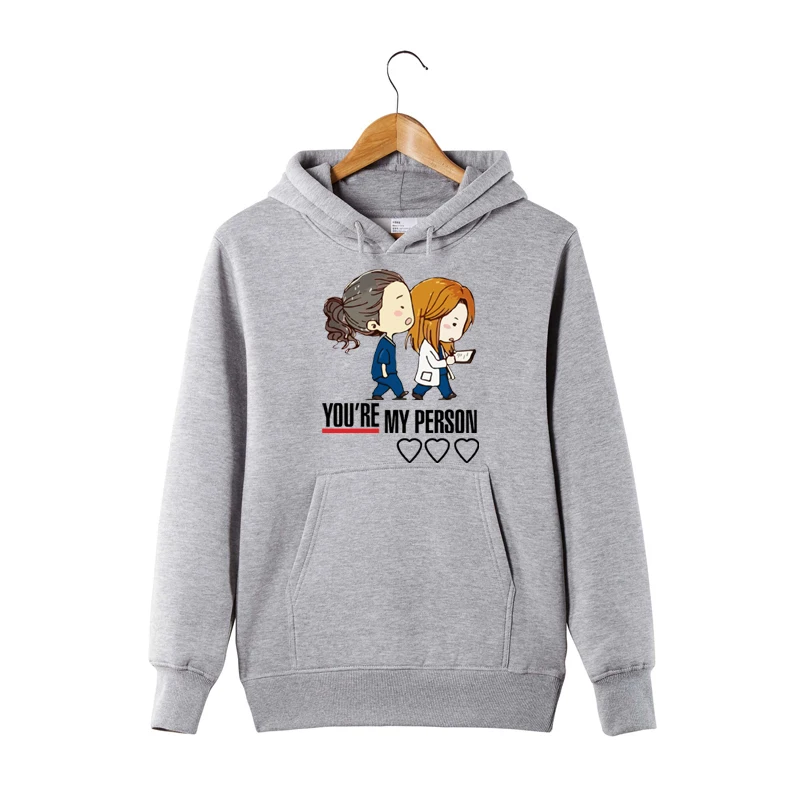 С принтом «You are my человек толстовка GREYS Anatomy Толстовка sweattershirt GREYS Anatomy подарки Мерч Modis Толстовка - Цвет: Серый