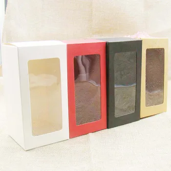 

6*6*12cm 4 color White/black/kraft/red paper Window Box Custom Gift Boxes Candy/Cake/Soap/Cookie/Cupcake Display packaging Box