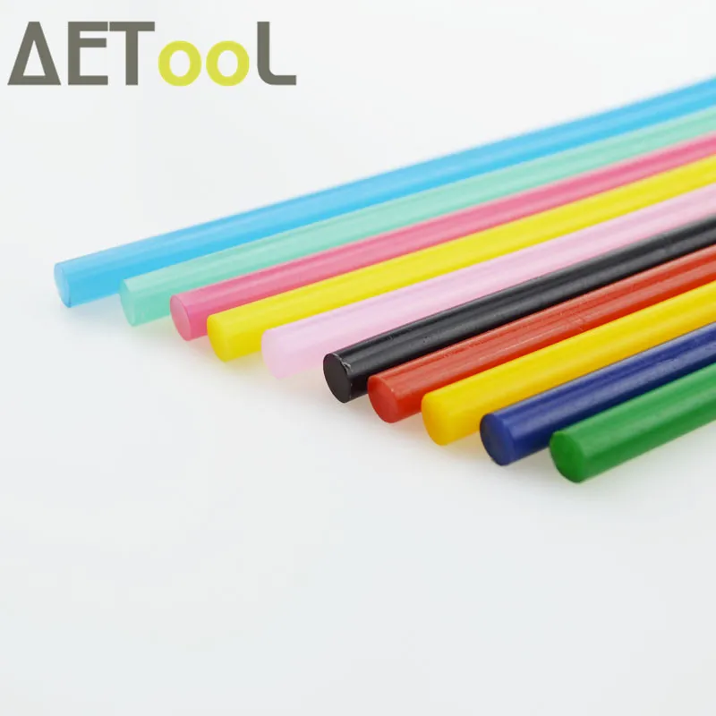 AETool 10 шт. цветные клеевые палочки 7x180 мм DIY для электрического клеевого пистолета, аксессуары для ручного ремонта, клеевые палочки