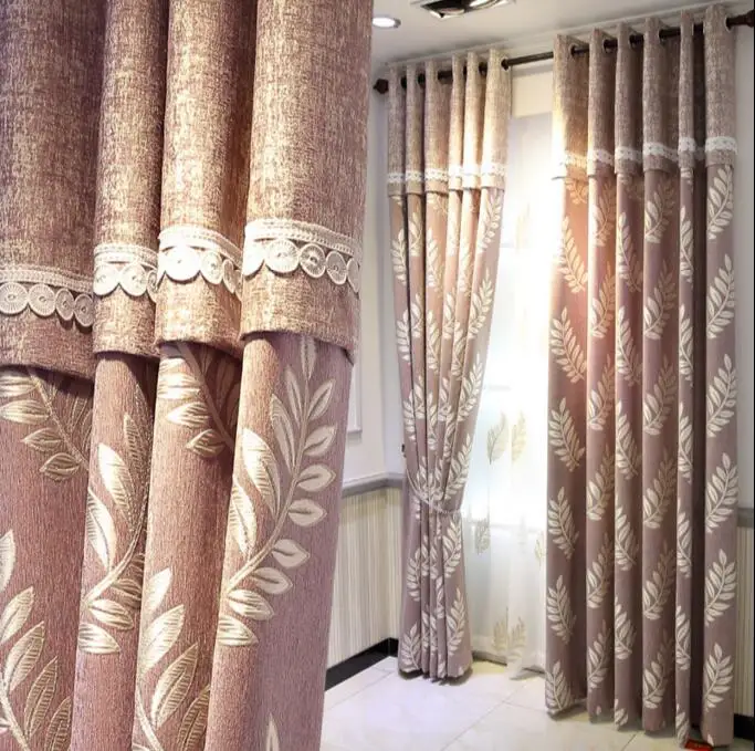 Ins European Chenille Embroidery Jacquard Curtain Thick Cloth Curtain