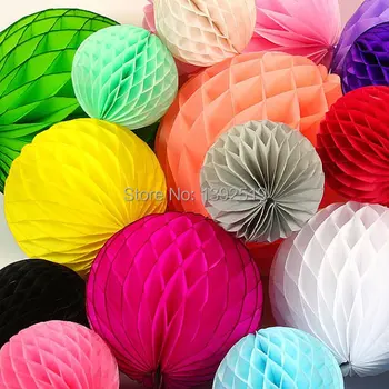 

Wholesale 50pcs Rainbow Honeycomb Ball Colorful Tissue Paper Pom Pom Lantern 6 sizes and 17 Colors to Choose