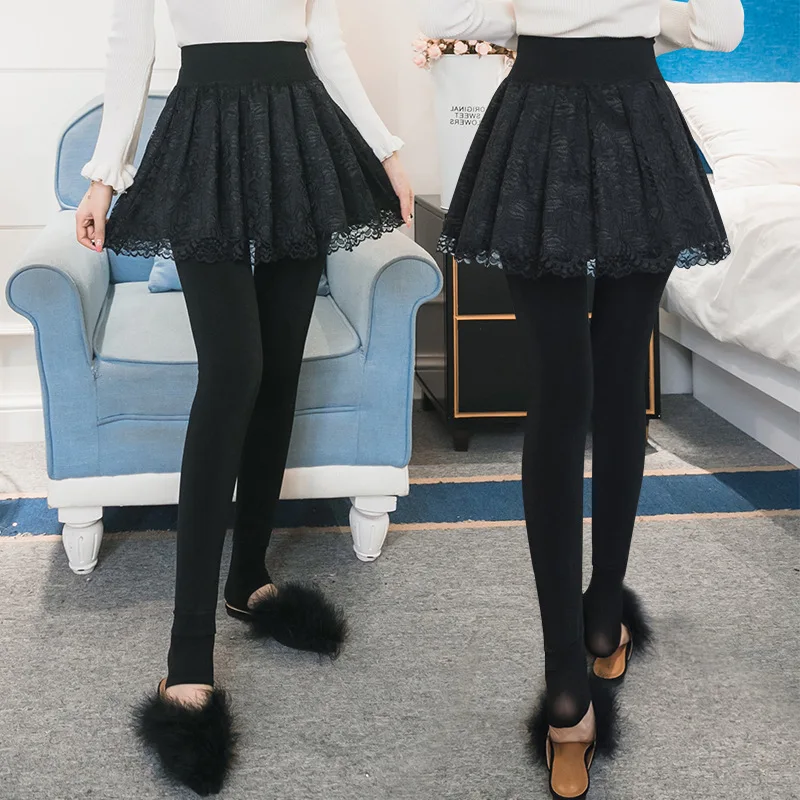 

Winter Plus Cashmere Faux Leggings Fleece Lady Warm Skinny Pants Skirt + Long Trousers Women Elastic Thicken Slim Leggings