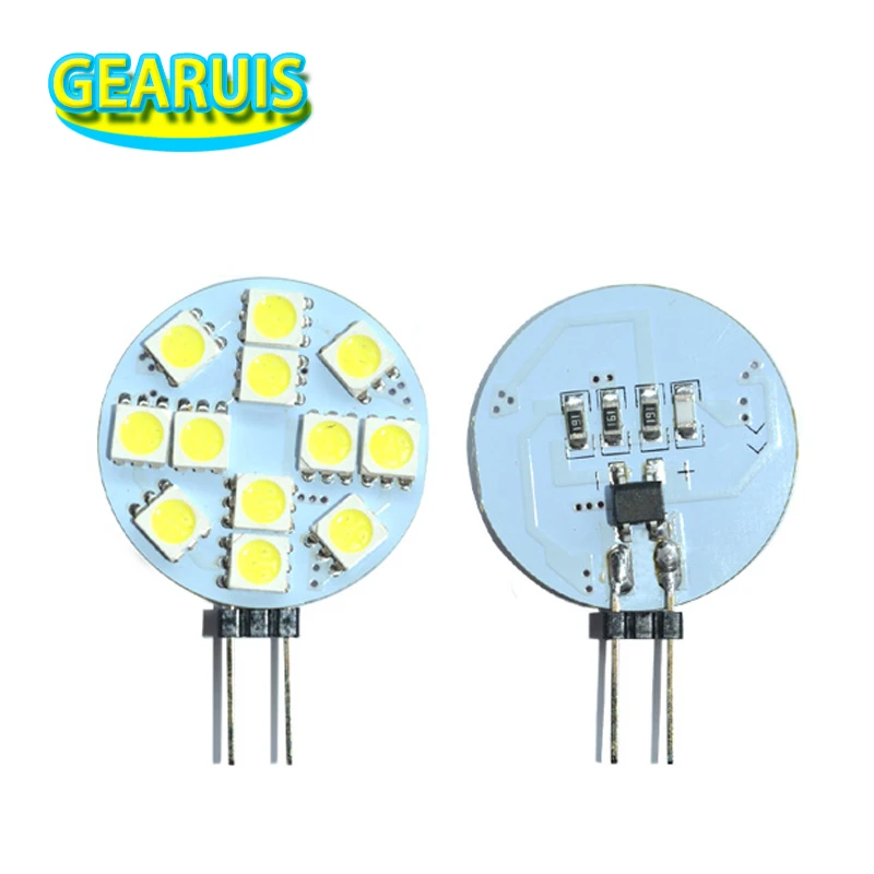

10 шт./лот переменного тока 12V G4 12 светодиодов SMD 5050 LED 12SMD неполярный белое свечение, теплое белое свечение, морской Camper Светодиодные лампы свет автомобиля G4 LED