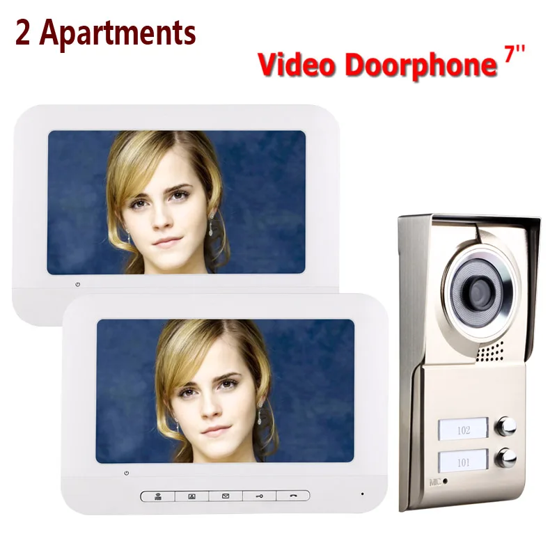 7inch LCD 2 Apartments Video Door Phone Intercom System IR-CUT HD 1000TVL Camera Doorbell Camera with 2 button 2 Monitor 7inch LCD 2 Apartments Video Door Phone Intercom System IR-CUT HD 1000TVL Camera Doorbell Camera with 2 button 2 Monitor
