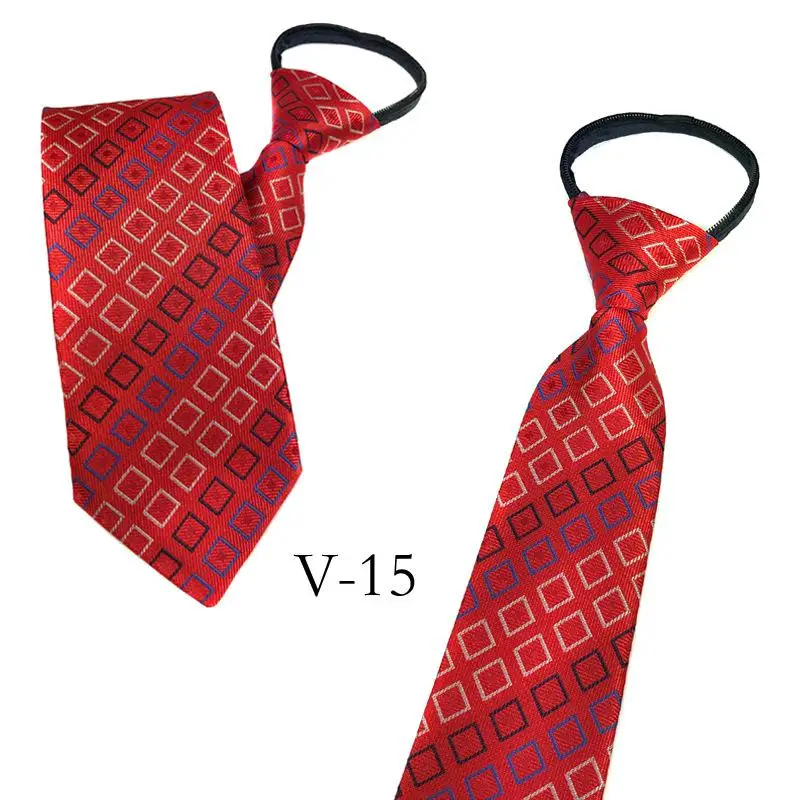 Рубин Вики Для мужчин молния галстук галстуки с узлом модные 10 см Бизнес галстук для человека ленивый галстук легко вытащить из бечёвки свадебные галстуки - Цвет: 15