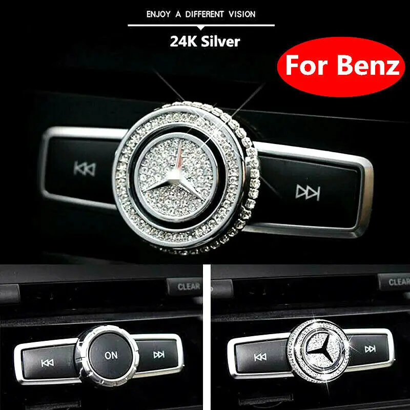 

1pcs Diamond Volume Adjust Button Knob Trim Fit For Mercedes-Benz B/C/E/S/GLA/GLK/CLA/CLS/GLE/W166 2015-2017