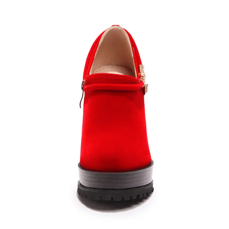 Rond Printemps De Talons automne À Hauts Black Chaussures Classique Métal Pompes Femmes Chaîne red Élégant Base Mariage En Fanyuan Bout Partie 7T5qx