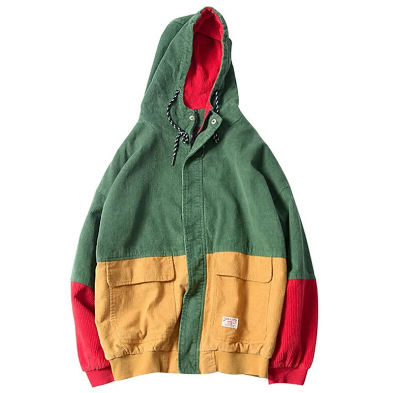 2018 Spring Color Block Patchwork Corduroy Hooded Jackets Hip Hop Hoodies Coats Casual Streetwear Jacket Plus Size 2018 Spring Color Block Patchwork Corduroy Hooded Jackets Hip Hop Hoodies Coats Casual Streetwear Jacket Plus Size