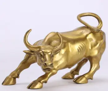 

Small Wall Street Brass Fierce Bull OX Statue 4.5"L