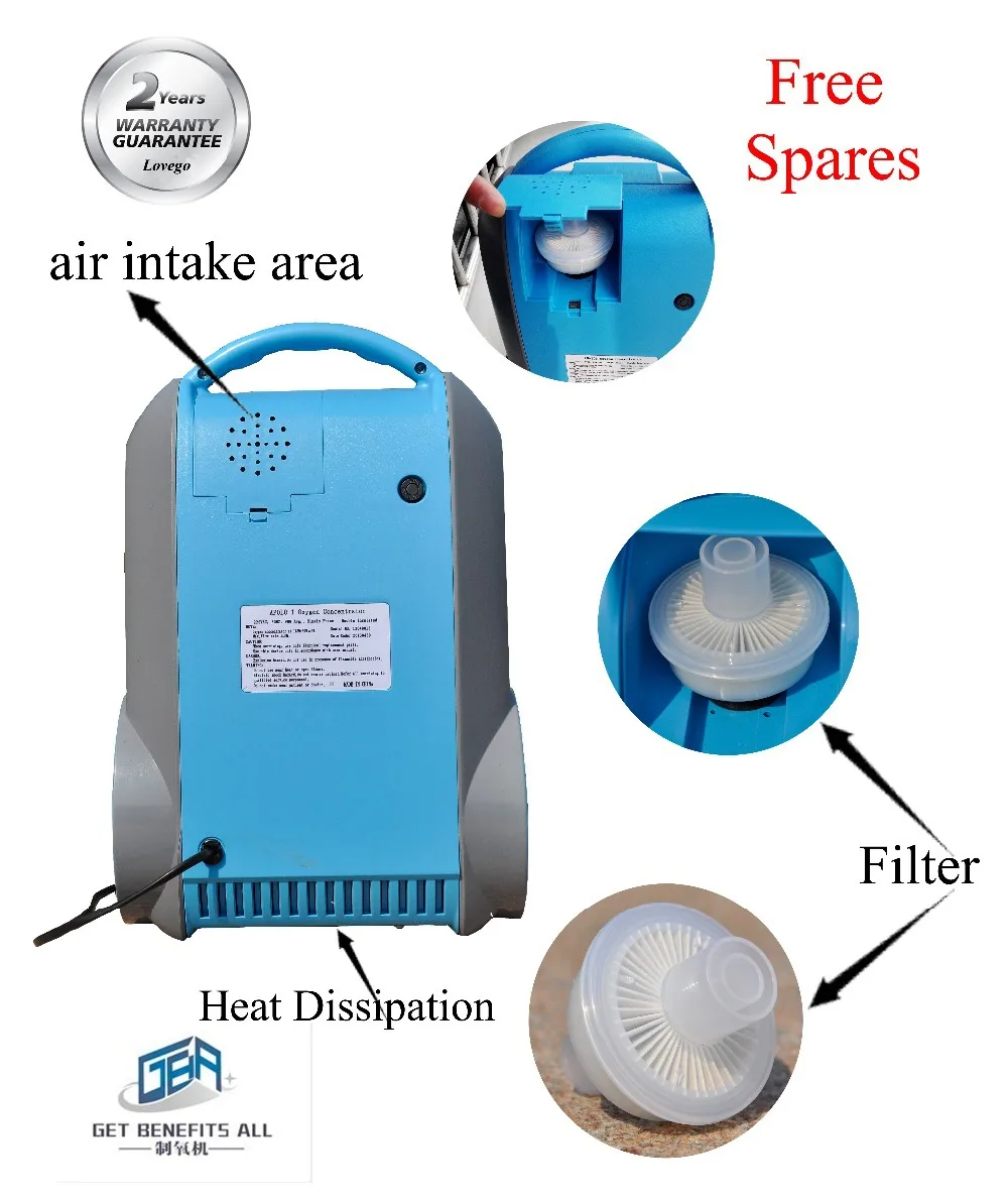 Lovego новейший медицинский портативный концентратор кислорода, сочетающийся с двумя батареями для COPD