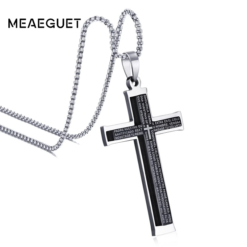 Простое мужское ожерелье с подвеской крестом из нержавеющей стали|necklace jewelry|cross