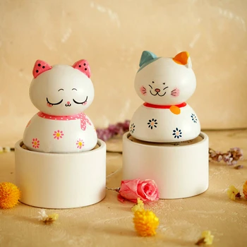 

Creative Wooden Music Box Smile Cat Music Box Wood Cartoon Crafts Set Birthday Gift Custom Birthday Gift for Friend
