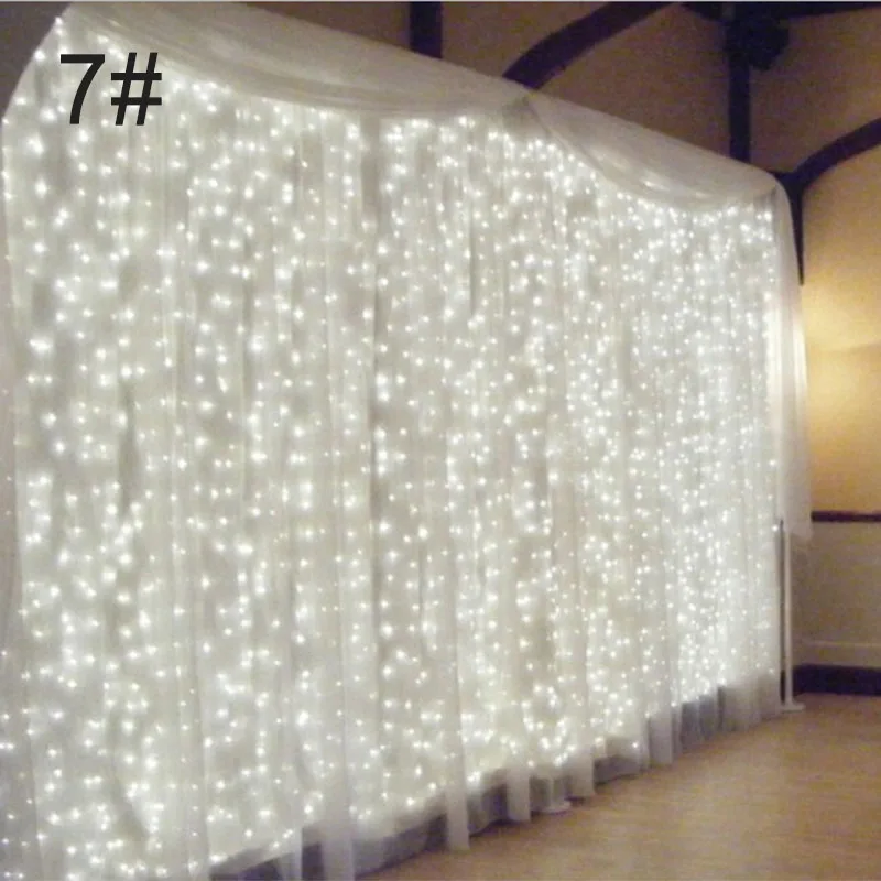 3*3 м фонари светодиодные строки аккумуляторная фестиваль свадьба домой гардина украшения лампы 110-220 В нам /ЕС Plug-M25 - Испускаемый цвет: White US