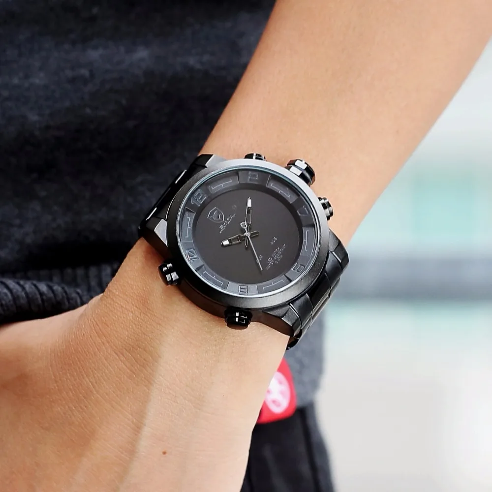 Gulper Shark Sport Watch Large Dial Black Outdoor Men LED Digital Wristwatches Waterproof Alarm Calendar Fashion Watches /SH364 Gulper Shark Sport Watch Large Dial Black Outdoor Men LED Digital Wristwatches Waterproof Alarm Calendar Fashion Watches /SH364