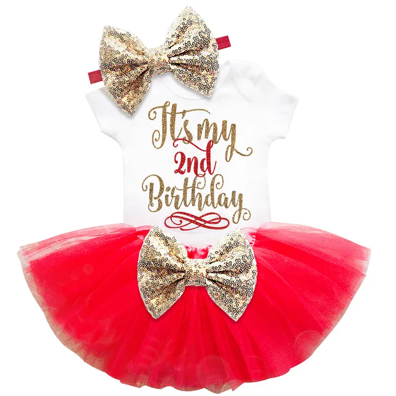 Праздничный костюм для маленьких девочек; детская одежда; летняя брендовая одежда для новорожденных девочек; комплекты для первого дня рождения; одежда для крещения для маленьких девочек - Цвет: Red2