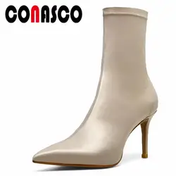 CONASCO/Новая пикантная женская обувь на высоком каблуке с острым носком, шелковая обувь для вечеринки, свадебные туфли, женские носки для