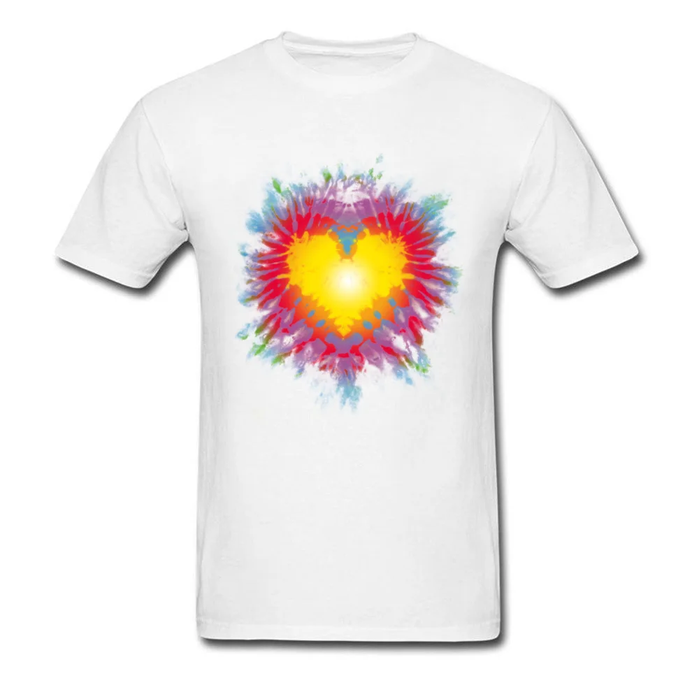 Tie Dye Heart Graphic Leisure Tops Shirts O-Neck ostern Day Pure Cotton Short Sleeve T Shirt for Men Printed On Tee-Shirts Tie Dye Heart white