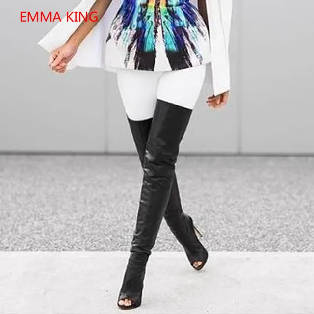 Fashion Ladies Over The Knee Long Boots Peep Toe Sexy Women's High - Main Image
